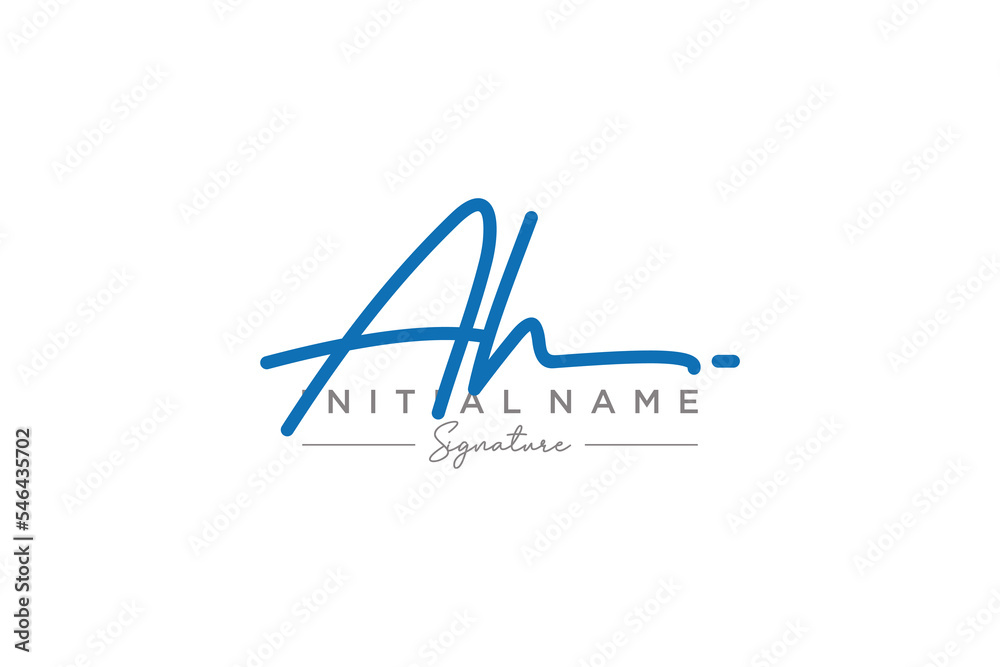 Initial AH signature logo template vector. Hand drawn Calligraphy lettering Vector illustration.
