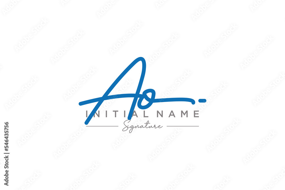Initial AO signature logo template vector. Hand drawn Calligraphy lettering Vector illustration.