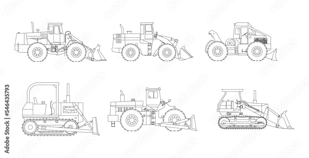 Vehicle outline vector icons isolated on white background