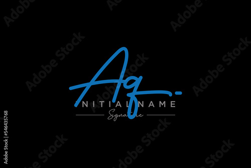 Initial AQ signature logo template vector. Hand drawn Calligraphy lettering Vector illustration.