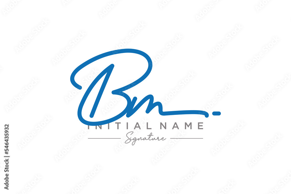 Initial BM signature logo template vector. Hand drawn Calligraphy lettering Vector illustration.