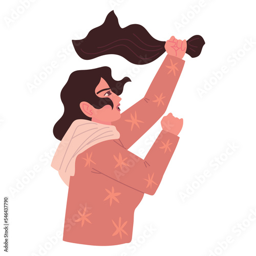 woman with hijab protesting