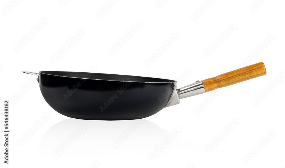 Cast iron pan with wooden handle isolated on white background with clipping path. Cast iron pan with wooden handle isolated on white background with clipping path.