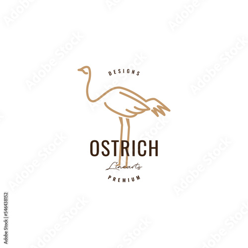 bird ostrich line minimalist logo design