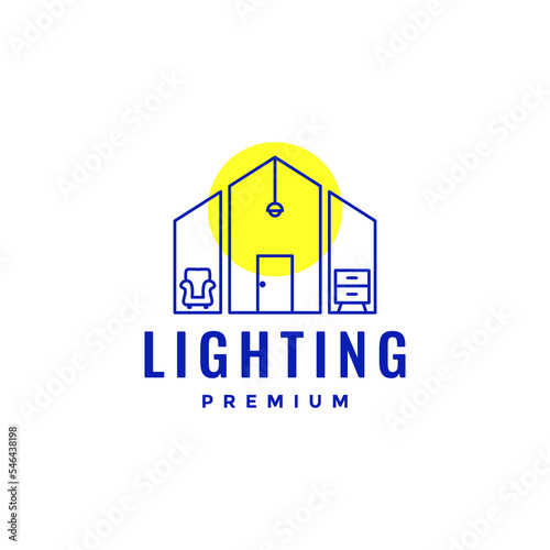 home with furniture lighting line minimalist logo design