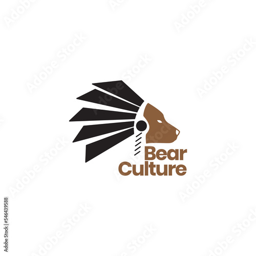 bear with apache tribe culture logo design photo