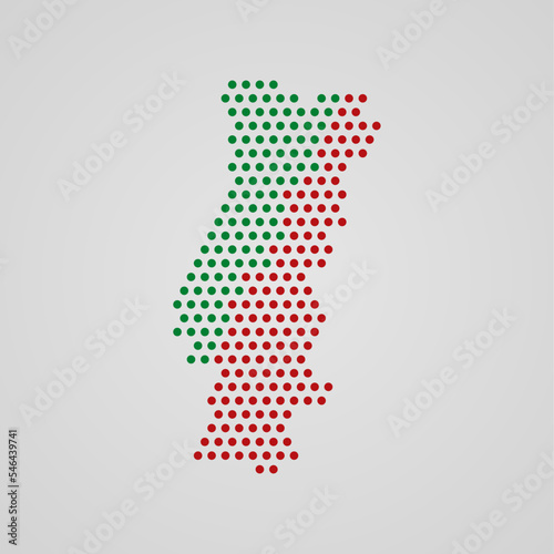 portugal map in portugal flag color palette concept vector