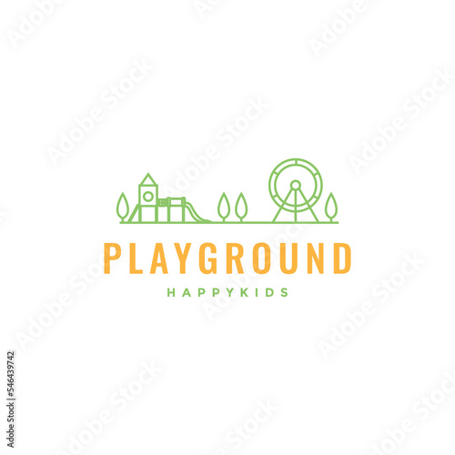 play ground yard park minimal colorful logo design