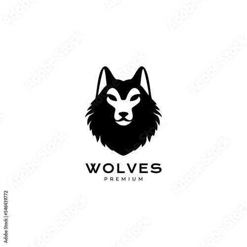 head wolf mene black modern logo design