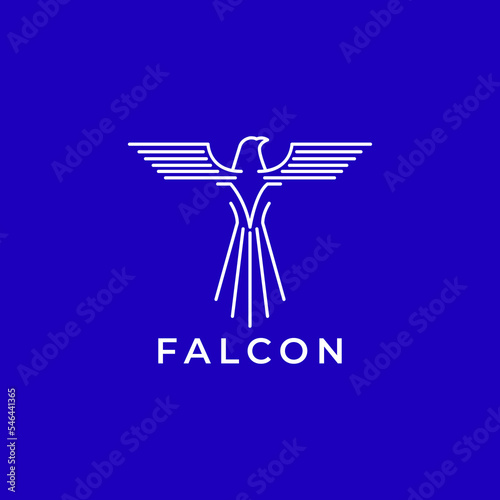 falcon fly line minimalist modern geomtric logo design vector