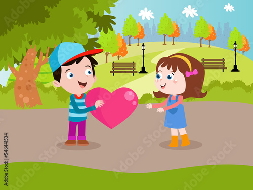 children with heart outside