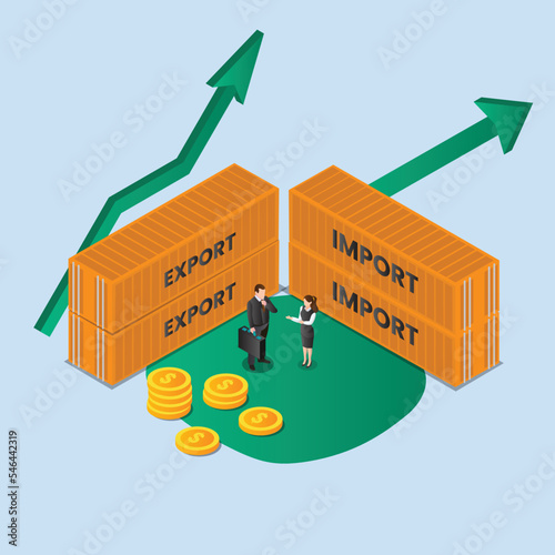 Businesspeople handshaking in a export-import negotiation