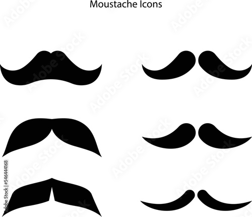 moustache icon set on white background. barbershop facial sign. moustache symbol set. mustaches sign.