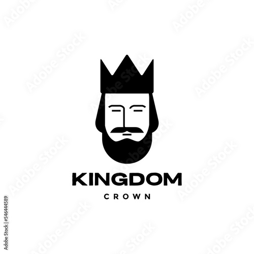 owl man face king bearded crown minimalist logo design vector