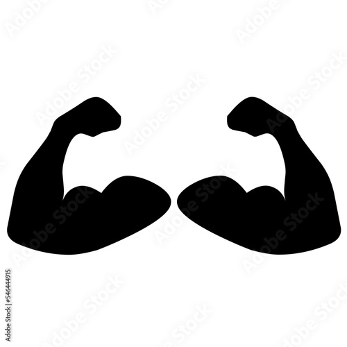Biceps muscle icon. The left and right arms are black on a white background. Great for sports, gym, healthy and muscular man logos. Vector illustration