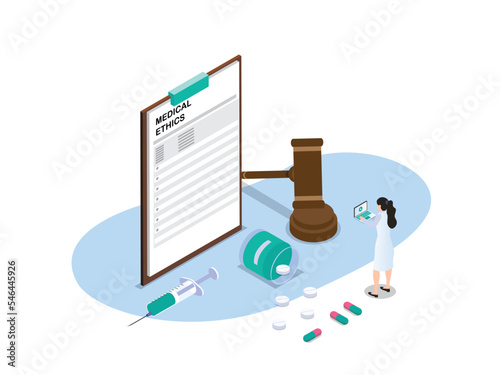 Doctor reading medical ethics points