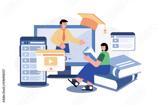 Digital Education Illustration concept on white background