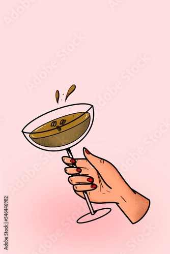 Valokuvatapetti hand holding an espresso martini