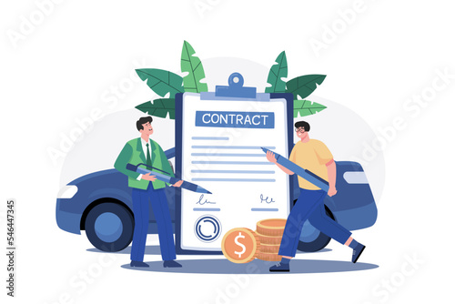 Man And Car Showroom Manager Signing Contract