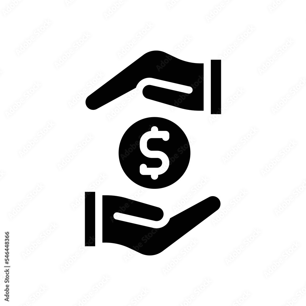 illustration vector solid black icon earning, coin, gold, hand, transaction, money. illustration vector solid black icon earning, coin, gold, hand, transaction, money.