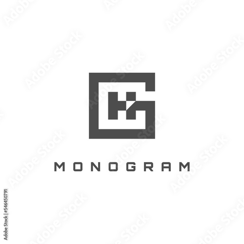 Simple Square Initial Logo Design Template from Letter G and H photo