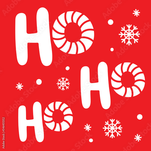 Christmas greeting card with calligraphy words Hoho. 