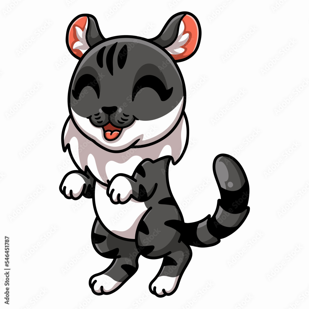 Cute American curl cat cartoon standing Cute American curl cat cartoon standing