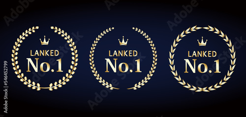 金色の月桂樹ラベルのベクターイラストセット