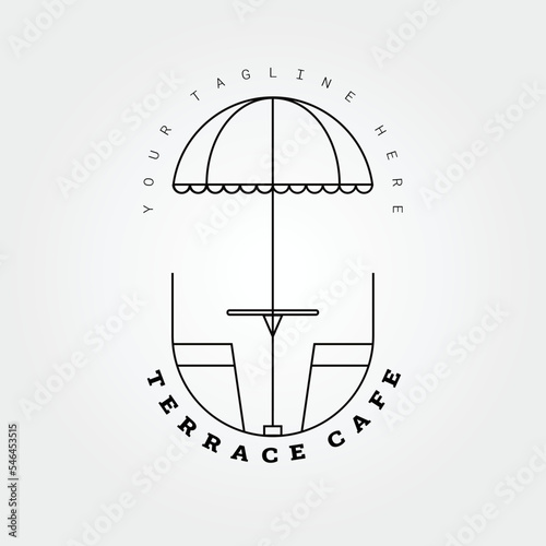 terrace cafe line art logo vector illustration design
