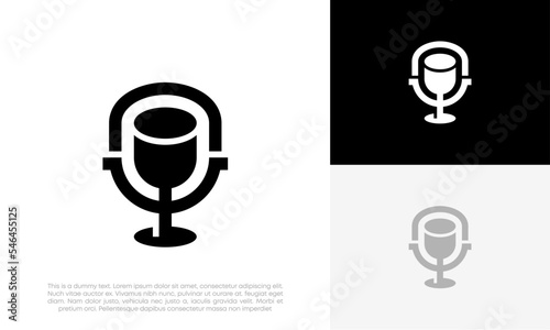 podcast and wine logo design vector