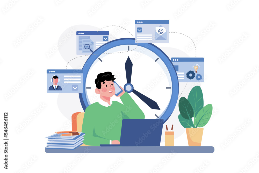 Time Management Illustration concept on white background Time Management Illustration concept on white background