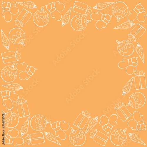 Banner for seasonal discounts, invitation or greeting card, exclusive Christmas decorations, christmas flat design vector. Holiday Party Card Design Template
