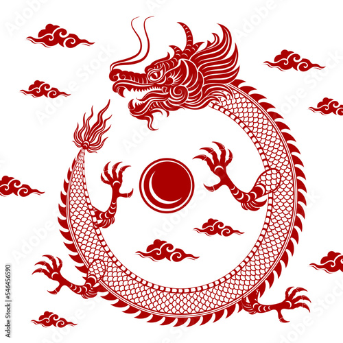 Traditional red Chinese Dragon