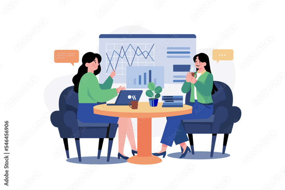 Exchange Of Ideas With Copartner Illustration concept on white background Exchange Of Ideas With Copartner Illustration concept on white background