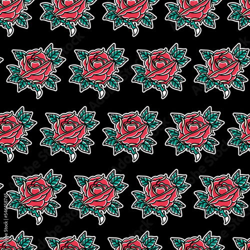 Flower Traditional Tattoo Vector Pattern Illustration