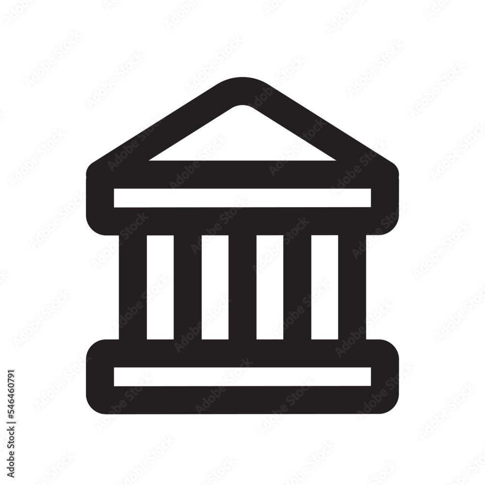 Bank Icon with Outline Style