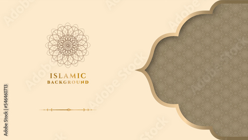 Golden ramadan background with luxury islamic arabic mandala pattern, lantern, and moon. Design template for banner, eid fitr, new year, maulid, adha, muharram. Vector illustration