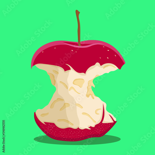 apple core isolated on green background
