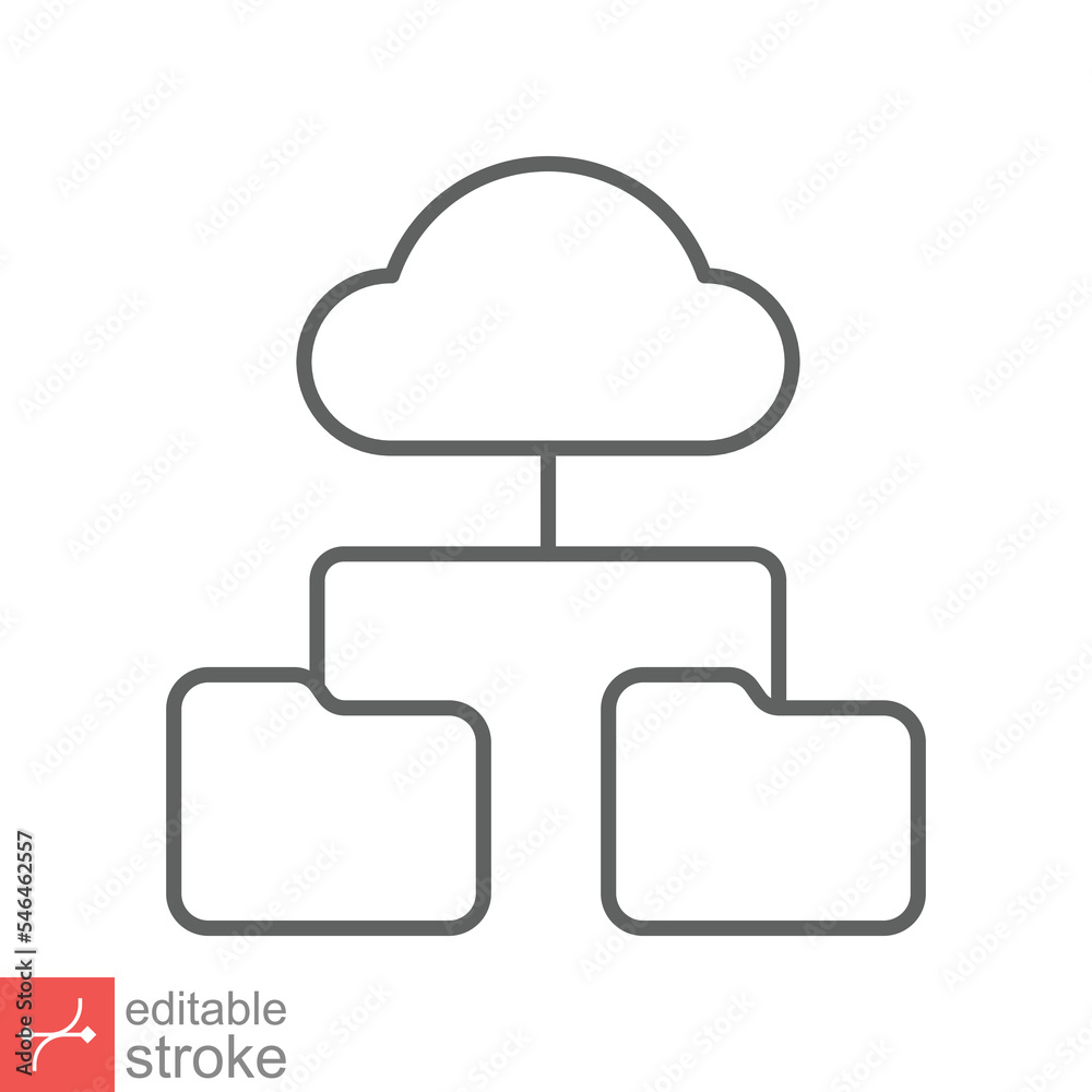 Cloud storage icon. Simple outline style. Digital file organization service, upload, computer backup, technology concept. Line vector illustration isolated on white background editable stroke EPS 10. Cloud storage icon. Simple outline style. Digital file organization service, upload, computer backup, technology concept. Line vector illustration isolated on white background editable stroke EPS 10.