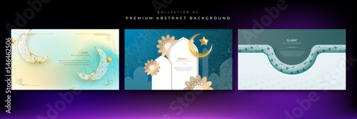 Set of arabic islamic ramadan background for universal design template. Vector illustration abstract graphic design banner pattern presentation background wallpaper web template.