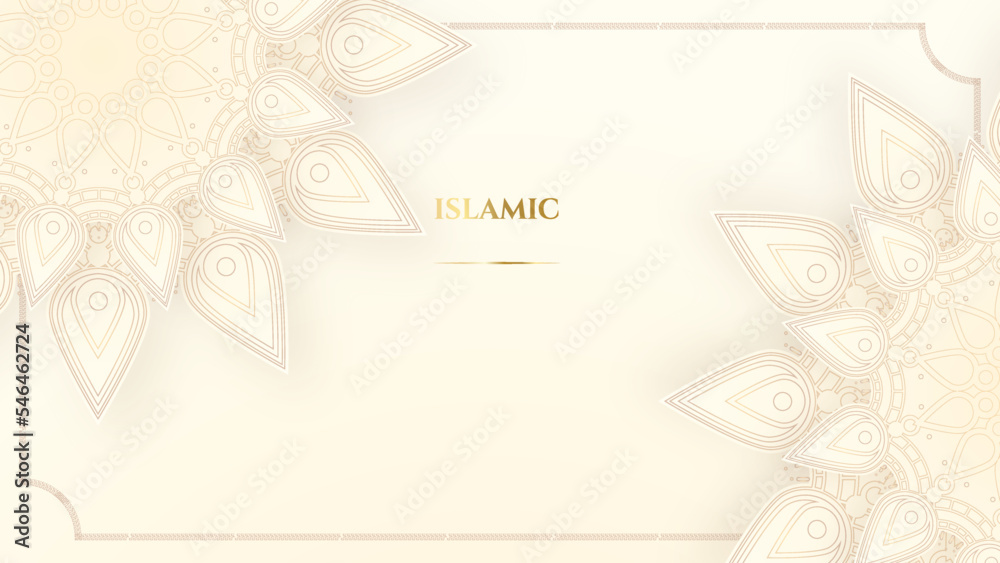 Golden ramadan background with luxury mandala pattern. Design template for poster, template on web, backdrop, banner, brochure, website, flyer, landing page, presentation, greeting card, and webinar