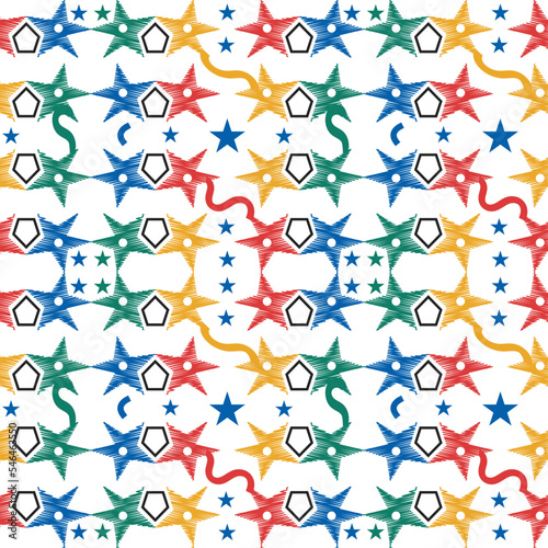 pattern design with stars, dots and lines