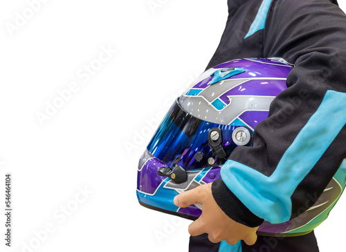 karting pilots on isolated white background
