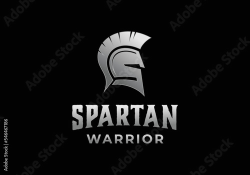 Spartan warrior knight army helmet with initial S logo design template inspiration