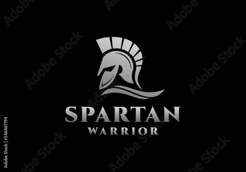 Spartan warrior knight army helmet logo design template