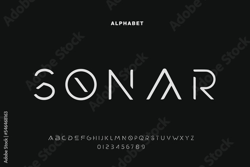 Abstract minimal modern alphabet fonts. Typography technology electronic