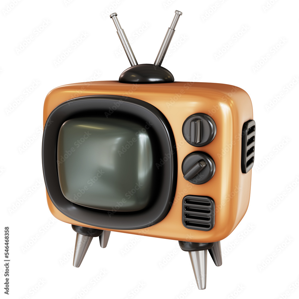 Retro tv icon. 3d render of television set in cartoon style. PNG with transparent background and alpha channel to cut out Retro tv icon. 3d render of television set in cartoon style. PNG with transparent background and alpha channel to cut out