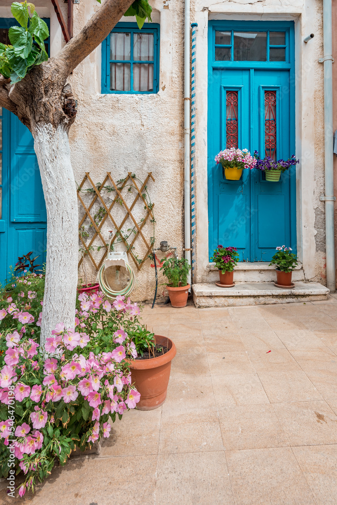 Paleochora, crete island, greece: in the streets of city palaiochora near the white mountains and lybian sea