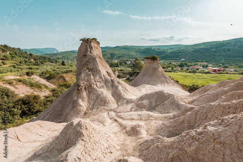 Komolithi kissamos, crete island, greece: impressive clay stone formations near Potamida Chania photo