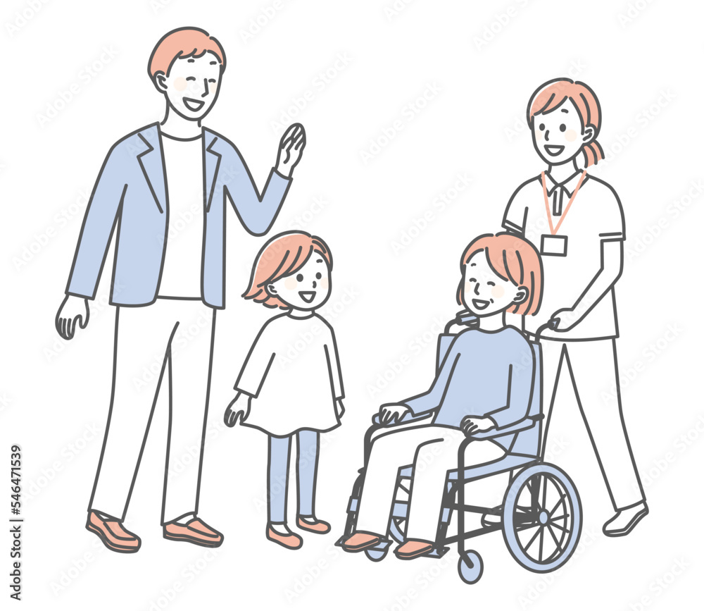 illustration of nurse and wheelchair illustration of nurse and wheelchair